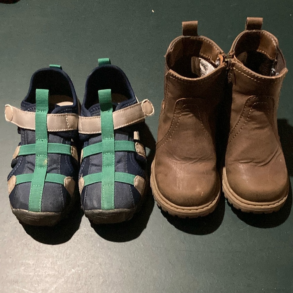 Kids' Brown and Green Shoes Set